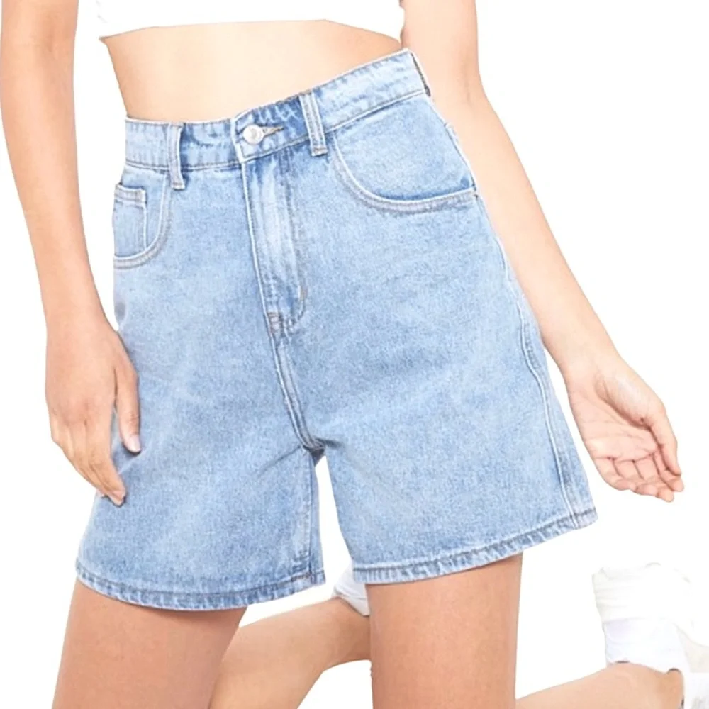 Vintage 90s Lee High Rise Loose Fit Bermuda Mom Shorts Light Wash Faded Denim XL